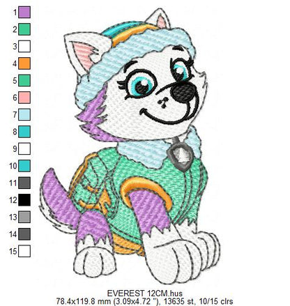 Paw Patrol embroidery designs - Dog Everest machine embroidery patterns - Baby Girl Boy file - Instant digital download - Chase Rubble Skye Marshall (Copy) Marcia Embroidery