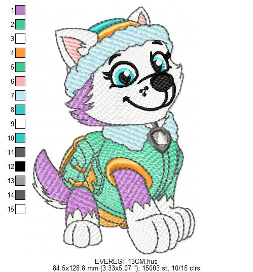 Paw Patrol embroidery designs - Dog Everest machine embroidery patterns - Baby Girl Boy file - Instant digital download - Chase Rubble Skye Marshall (Copy) Marcia Embroidery