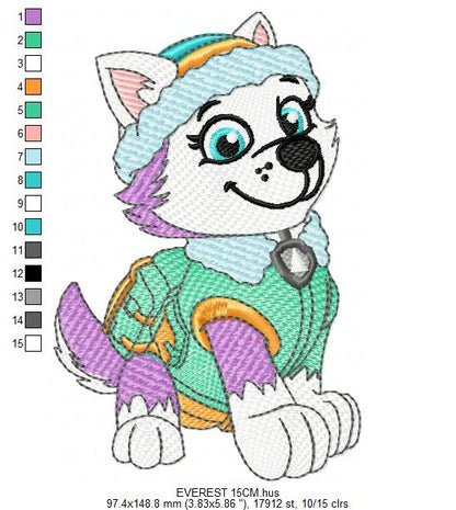 Paw Patrol embroidery designs - Dog Everest machine embroidery patterns - Baby Girl Boy file - Instant digital download - Chase Rubble Skye Marshall (Copy) Marcia Embroidery