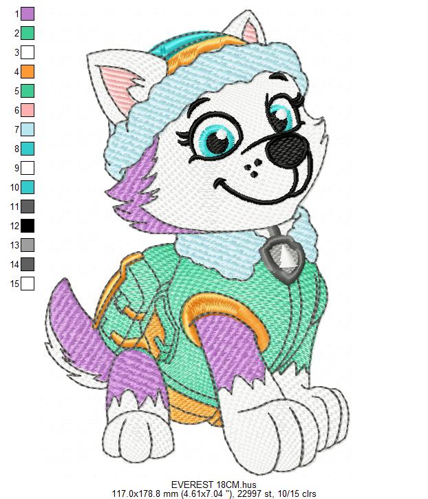 Paw Patrol embroidery designs - Dog Everest machine embroidery patterns - Baby Girl Boy file - Instant digital download - Chase Rubble Skye Marshall (Copy) Marcia Embroidery