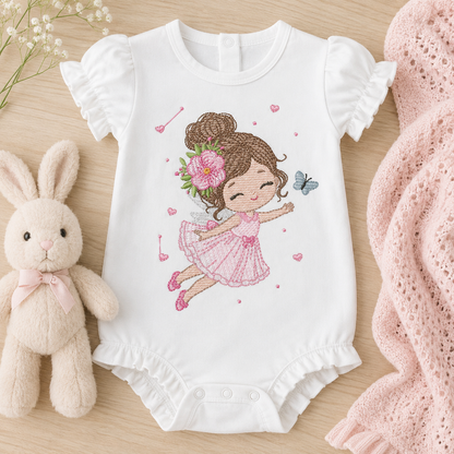 Fairy embroidery design - Pixie Girl with flowers and butterflies machine embroidery pattern - Princess embroidery file - Instant digital download pes jef dst