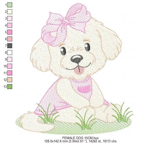 Female Dog embroidery designs - Doggie embroidery design machine embroidery pattern - Puppy embroidery - Pet embroidery - instant download (Copy) Marcia Embroidery