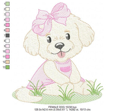 Female Dog embroidery designs - Doggie embroidery design machine embroidery pattern - Puppy embroidery - Pet embroidery - instant download (Copy) Marcia Embroidery