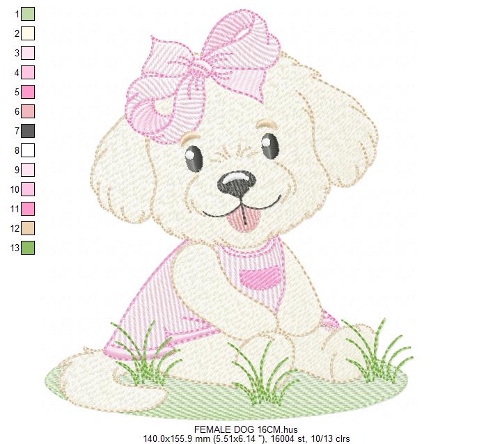 Female Dog embroidery designs - Doggie embroidery design machine embroidery pattern - Puppy embroidery - Pet embroidery - instant download (Copy) Marcia Embroidery