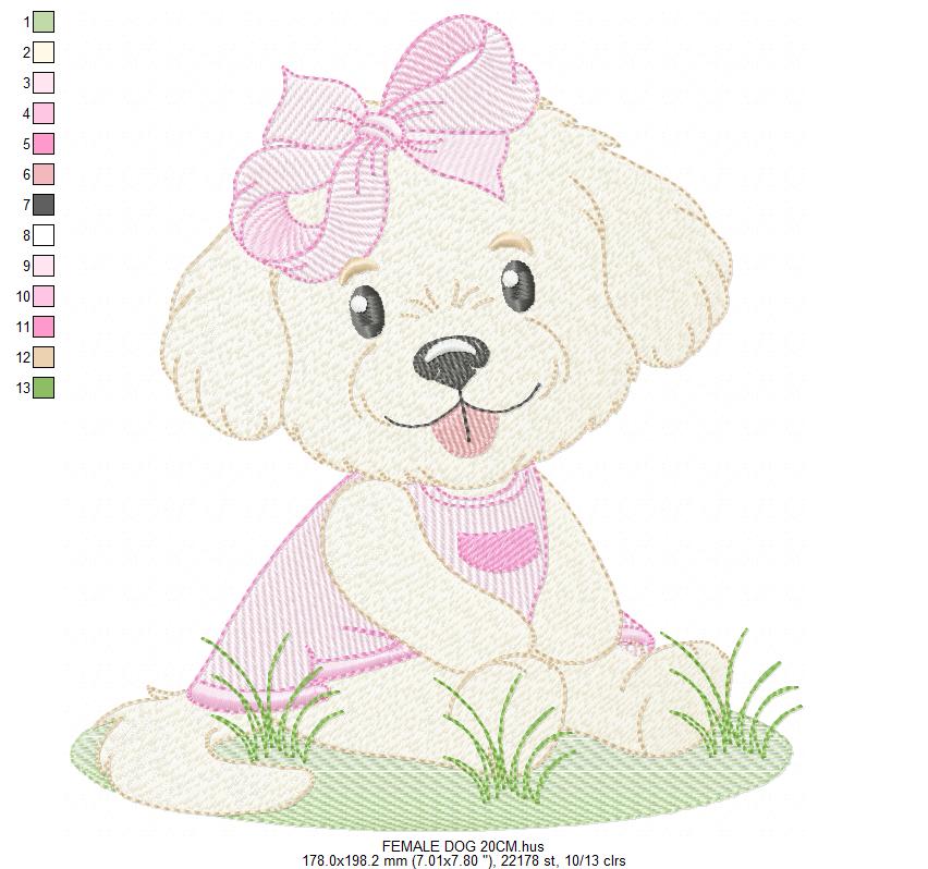 Female Dog embroidery designs - Doggie embroidery design machine embroidery pattern - Puppy embroidery - Pet embroidery - instant download (Copy) Marcia Embroidery