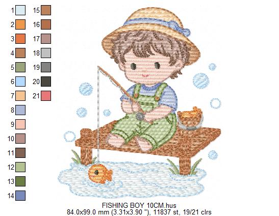 Baby boy embroidery design - Fishing boy embroidery designs machine embroidery pattern - Children toddler embroidery - instant download pes (Copy) Marcia Embroidery