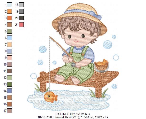 Baby boy embroidery design - Fishing boy embroidery designs machine embroidery pattern - Children toddler embroidery - instant download pes (Copy) Marcia Embroidery