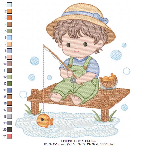 Baby boy embroidery design - Fishing boy embroidery designs machine embroidery pattern - Children toddler embroidery - instant download pes (Copy) Marcia Embroidery