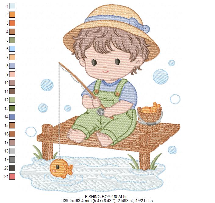 Baby boy embroidery design - Fishing boy embroidery designs machine embroidery pattern - Children toddler embroidery - instant download pes (Copy) Marcia Embroidery