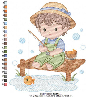 Baby boy embroidery design - Fishing boy embroidery designs machine embroidery pattern - Children toddler embroidery - instant download pes (Copy) Marcia Embroidery