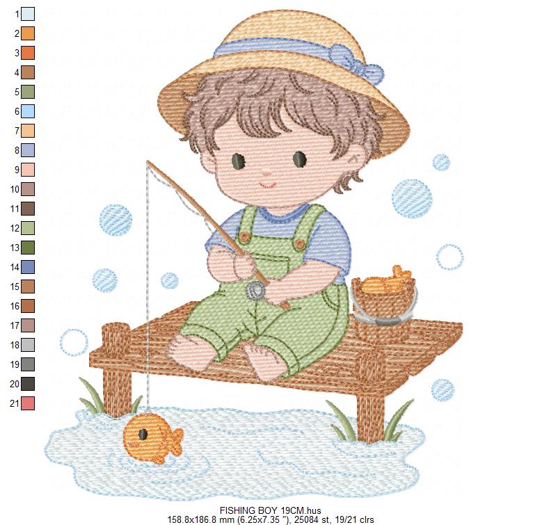 Baby boy embroidery design - Fishing boy embroidery designs machine embroidery pattern - Children toddler embroidery - instant download pes (Copy) Marcia Embroidery