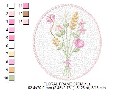 Floral frame embroidery designs - Flower and Butterfly machine embroidery pattern - Floral bouquet Kitchen Towel - Instant digital download (Copy) Marcia Embroidery