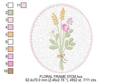 Floral frame embroidery designs - Flower and Butterfly machine embroidery pattern - Floral bouquet Kitchen Towel - Instant digital download pes jef (Copy) Marcia Embroidery