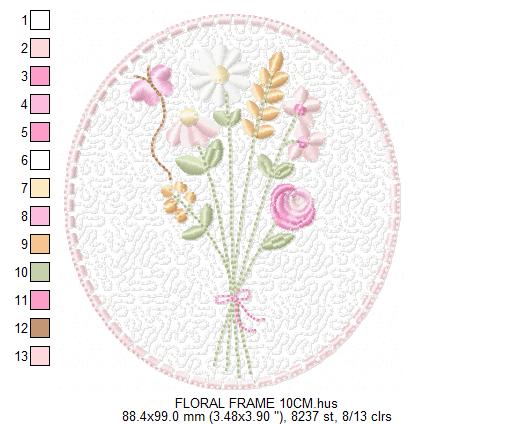 Floral frame embroidery designs - Flower and Butterfly machine embroidery pattern - Floral bouquet Kitchen Towel - Instant digital download (Copy) Marcia Embroidery