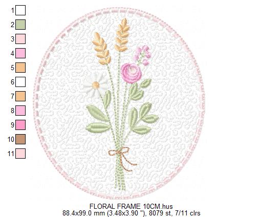 Floral frame embroidery designs - Flower and Butterfly machine embroidery pattern - Floral bouquet Kitchen Towel - Instant digital download pes jef (Copy) Marcia Embroidery