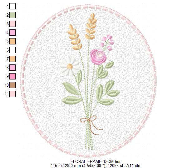 Floral frame embroidery designs - Flower and Butterfly machine embroidery pattern - Floral bouquet Kitchen Towel - Instant digital download pes jef (Copy) Marcia Embroidery
