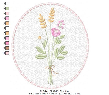 Floral frame embroidery designs - Flower and Butterfly machine embroidery pattern - Floral bouquet Kitchen Towel - Instant digital download pes jef (Copy) Marcia Embroidery