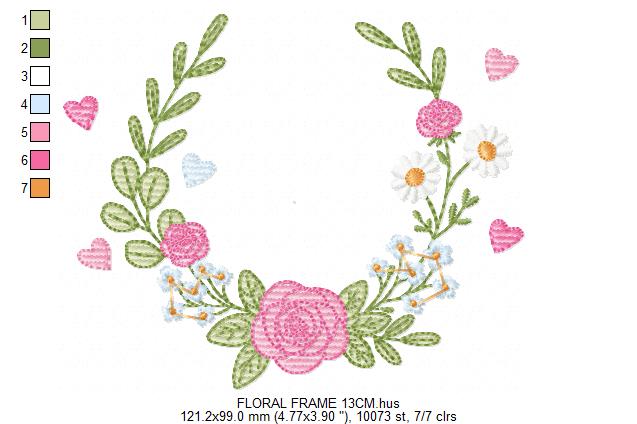 Monogram Floral Frame embroidery designs - Roses Frame machine embroidery pattern - Floral wreath garland file - Instant download pes jef (Copy) Marcia Embroidery