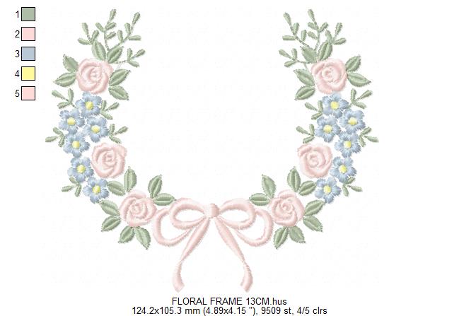 Monogram Floral Frame embroidery design - Roses  and Flowers Frame machine embroidery pattern - Floral wreath garland file - Instant download pes jef Marcia Embroidery