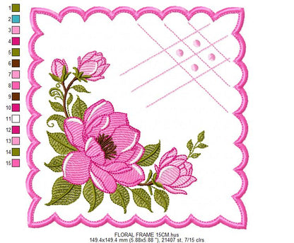 Monogram Frame embroidery designs - Flower embroidery design machine embroidery pattern - Floral wreath embroidery file - digital download (Copy) Marcia Embroidery
