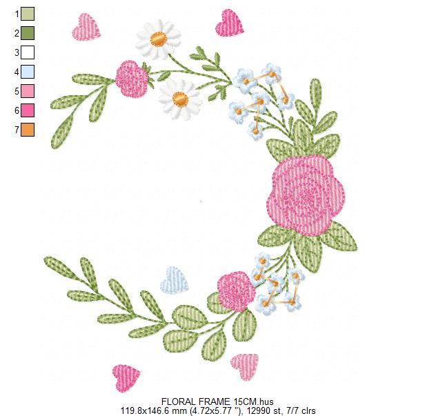 Monogram Floral Frame embroidery designs - Roses Frame machine embroidery pattern - Floral wreath garland file - Instant download pes jef (Copy) Marcia Embroidery