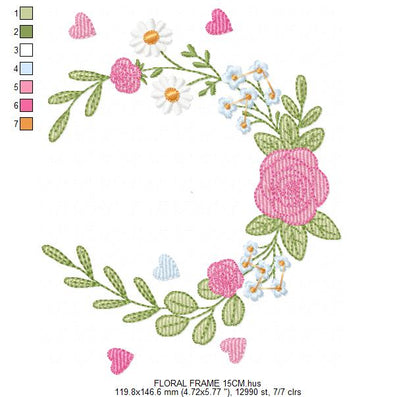 Monogram Floral Frame embroidery designs - Roses Frame machine embroidery pattern - Floral wreath garland file - Instant download pes jef (Copy) Marcia Embroidery