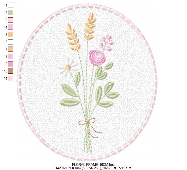 Floral frame embroidery designs - Flower and Butterfly machine embroidery pattern - Floral bouquet Kitchen Towel - Instant digital download pes jef (Copy) Marcia Embroidery