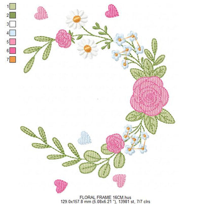 Monogram Floral Frame embroidery designs - Roses Frame machine embroidery pattern - Floral wreath garland file - Instant download pes jef (Copy) Marcia Embroidery