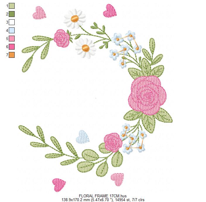 Monogram Floral Frame embroidery designs - Roses Frame machine embroidery pattern - Floral wreath garland file - Instant download pes jef (Copy) Marcia Embroidery