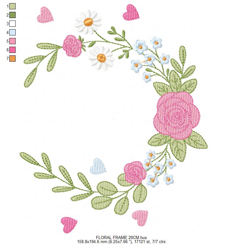 Monogram Floral Frame embroidery designs - Roses Frame machine embroidery pattern - Floral wreath garland file - Instant download pes jef (Copy) Marcia Embroidery