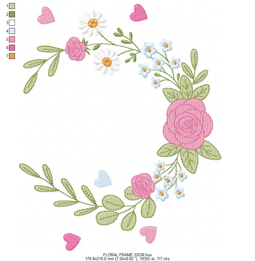 Monogram Floral Frame embroidery designs - Roses Frame machine embroidery pattern - Floral wreath garland file - Instant download pes jef (Copy) Marcia Embroidery