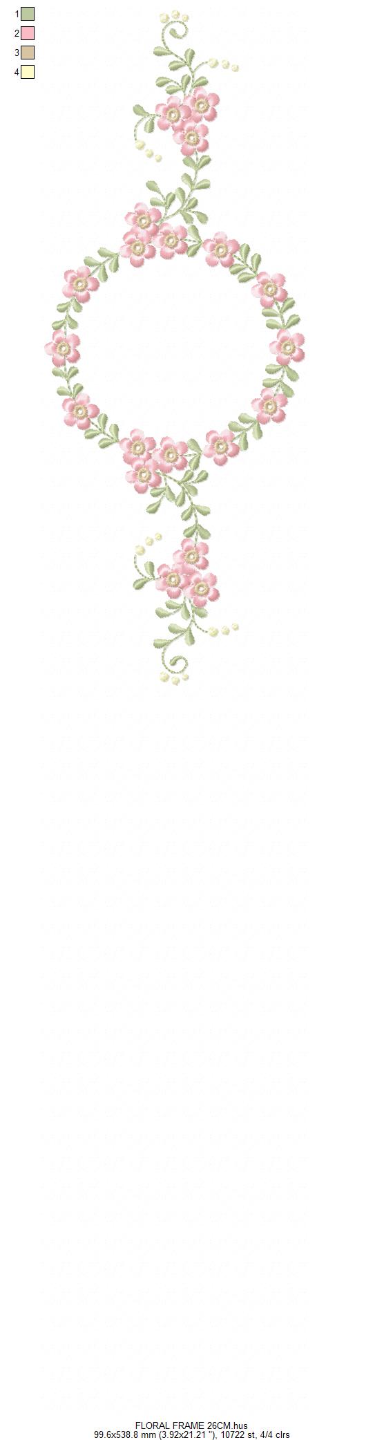 Floral Monogram frame embroidery design - Flower Circle Wreath Frame machine embroidery pattern - Floral bouquet Kitchen Towel - Instant digital download pes jef