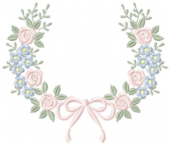 Monogram Floral Frame embroidery design - Roses  and Flowers Frame machine embroidery pattern - Floral wreath garland file - Instant download pes jef Marcia Embroidery