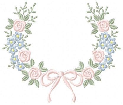 Monogram Floral Frame embroidery design - Roses  and Flowers Frame machine embroidery pattern - Floral wreath garland file - Instant download pes jef Marcia Embroidery