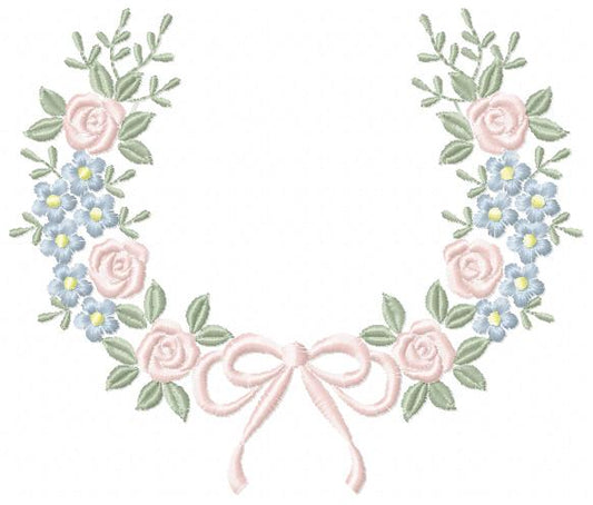 Monogram Floral Frame embroidery design - Roses  and Flowers Frame machine embroidery pattern - Floral wreath garland file - Instant download pes jef Marcia Embroidery