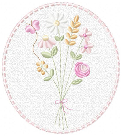 Floral frame embroidery designs - Flower and Butterfly machine embroidery pattern - Floral bouquet Kitchen Towel - Instant digital download (Copy) Marcia Embroidery