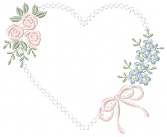 Heart with flowers embroidery designs - Floral heart frame machine embroidery pattern - Baby girl file - Instant digital download pes jef (Copy) Marcia Embroidery