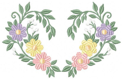 Floral heart embroidery design - Heart with flowers frame machine embroidery pattern - Baby girl file - Instant digital download pes jef (Copy) Marcia Embroidery