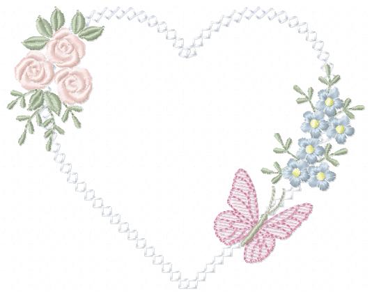 Heart with flowers embroidery designs - Floral heart frame machine embroidery pattern - Baby girl file - Instant digital download pes jef (Copy) (Copy) Marcia Embroidery