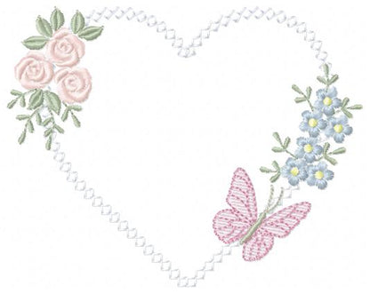 Heart with flowers embroidery designs - Floral heart frame machine embroidery pattern - Baby girl file - Instant digital download pes jef (Copy) (Copy) Marcia Embroidery