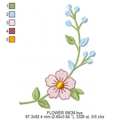Flower embroidery design - Floral Frame machine embroidery pattern - Floral bouquet Kitchen Towel - Instant digital download