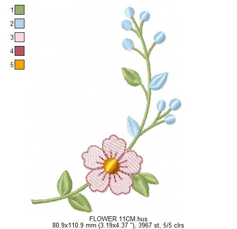 Flower embroidery design - Floral Frame machine embroidery pattern - Floral bouquet Kitchen Towel - Instant digital download