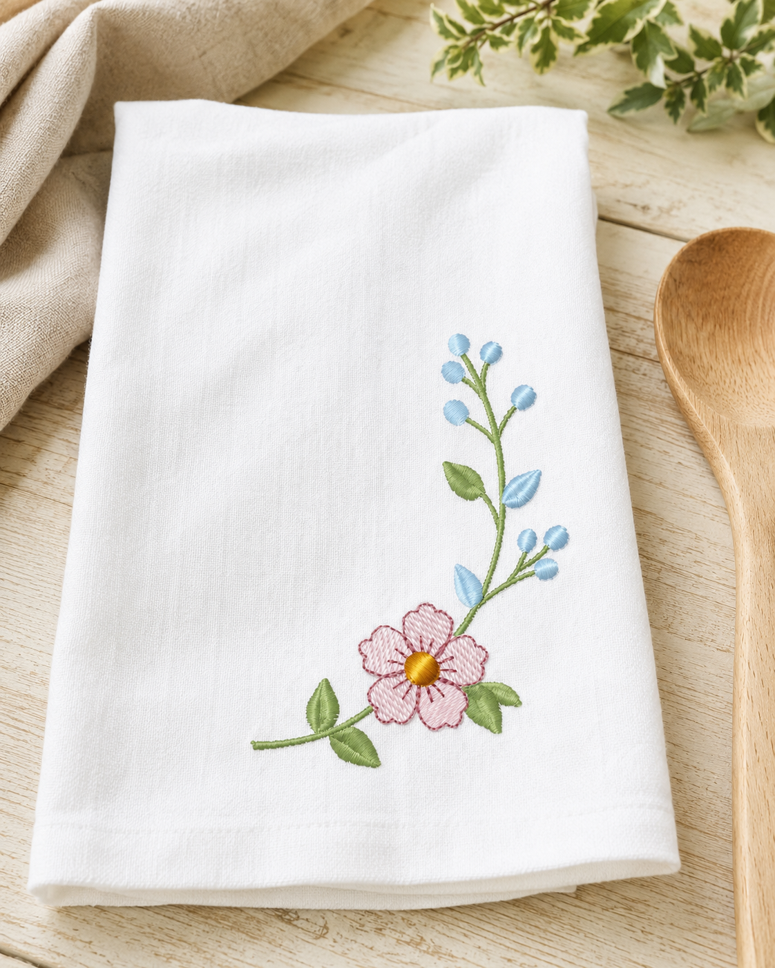 Flower embroidery design - Floral Frame machine embroidery pattern - Floral bouquet Kitchen Towel - Instant digital download