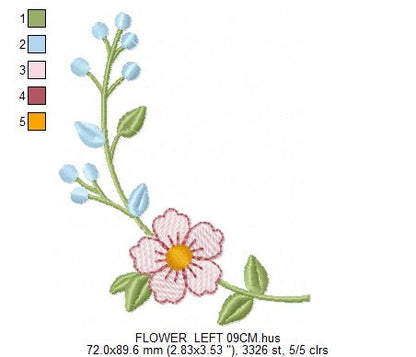 Flower embroidery design - Floral Frame machine embroidery pattern - Floral bouquet Kitchen Towel - Instant digital download