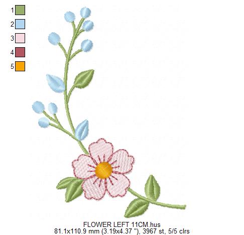 Flower embroidery design - Floral Frame machine embroidery pattern - Floral bouquet Kitchen Towel - Instant digital download