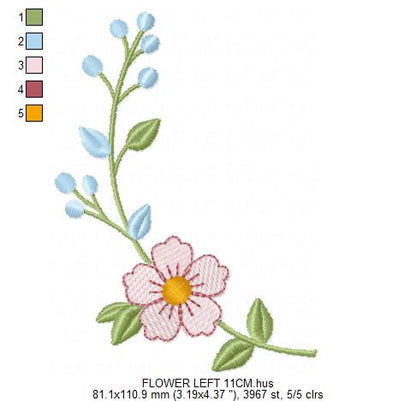 Flower embroidery design - Floral Frame machine embroidery pattern - Floral bouquet Kitchen Towel - Instant digital download