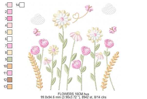 Flower Garden embroidery designs - Flower and Butterfly machine embroidery pattern - Floral bouquet Kitchen Towel - Instant digital download (Copy) Marcia Embroidery
