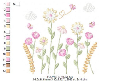 Flower Garden embroidery designs - Flower and Butterfly machine embroidery pattern - Floral bouquet Kitchen Towel - Instant digital download (Copy) Marcia Embroidery