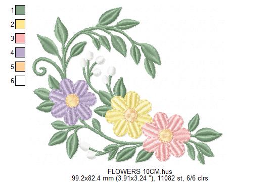 Floral flowers embroidery design - flowers frame machine embroidery pattern - Baby girl file - Instant digital download pes jef (Copy) (Copy) Marcia Embroidery