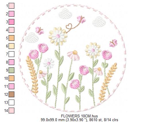 Flower Garden embroidery designs - Flower and Butterfly machine embroidery pattern - Floral bouquet Kitchen Towel - Instant digital download (Copy) Marcia Embroidery